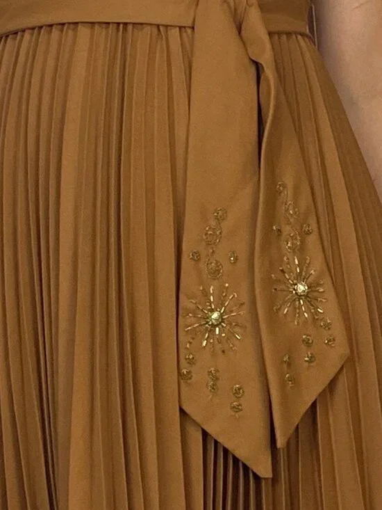 Vintage 1960s Brown BEADED Party Dress -- Small to Medium - Picture 3 of 6